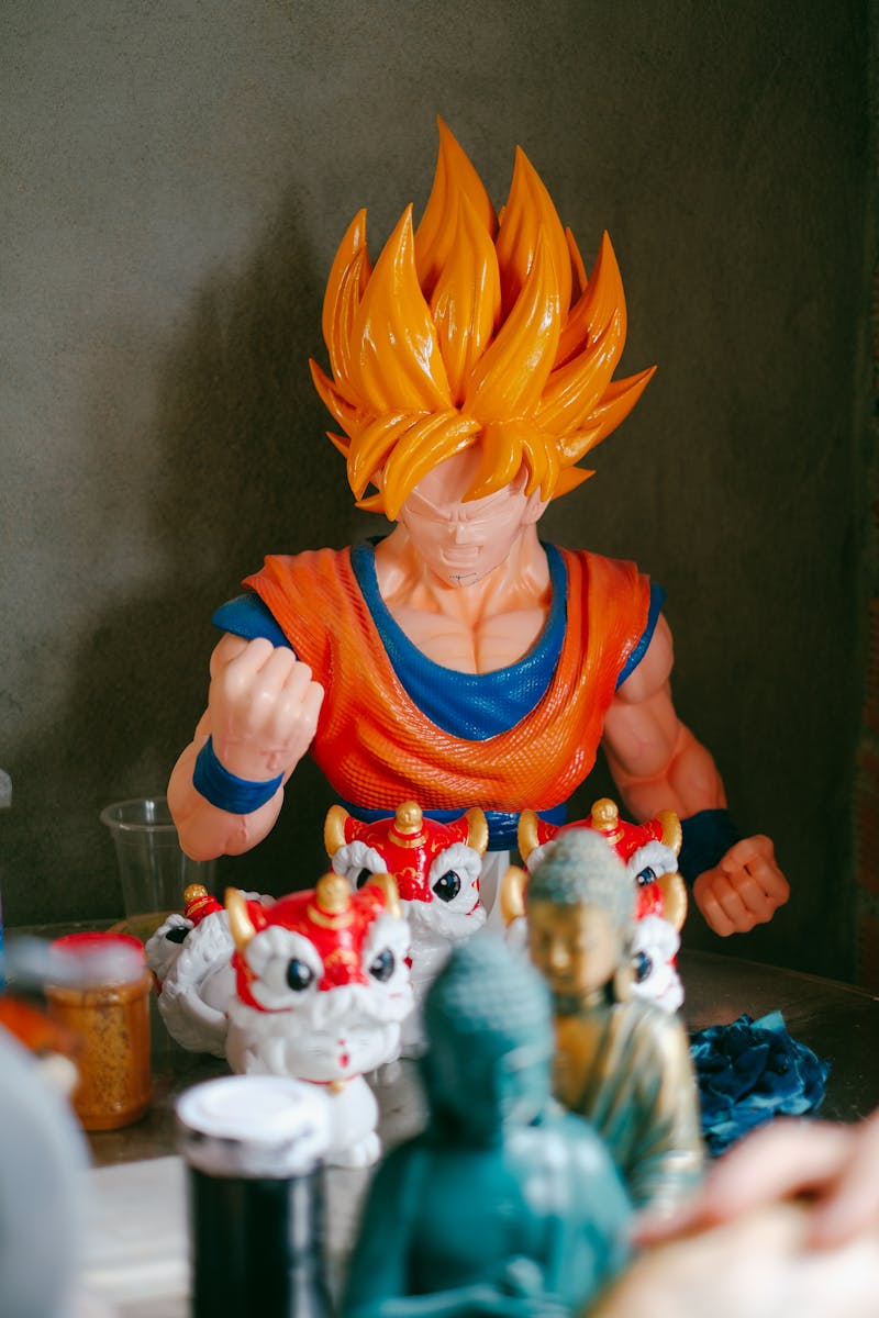 Anime figures and collectibles on display