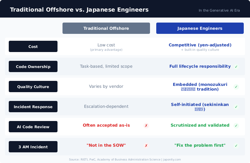 Comparison: Traditional Offshore vs Japanese Engineers in the Generative AI Era