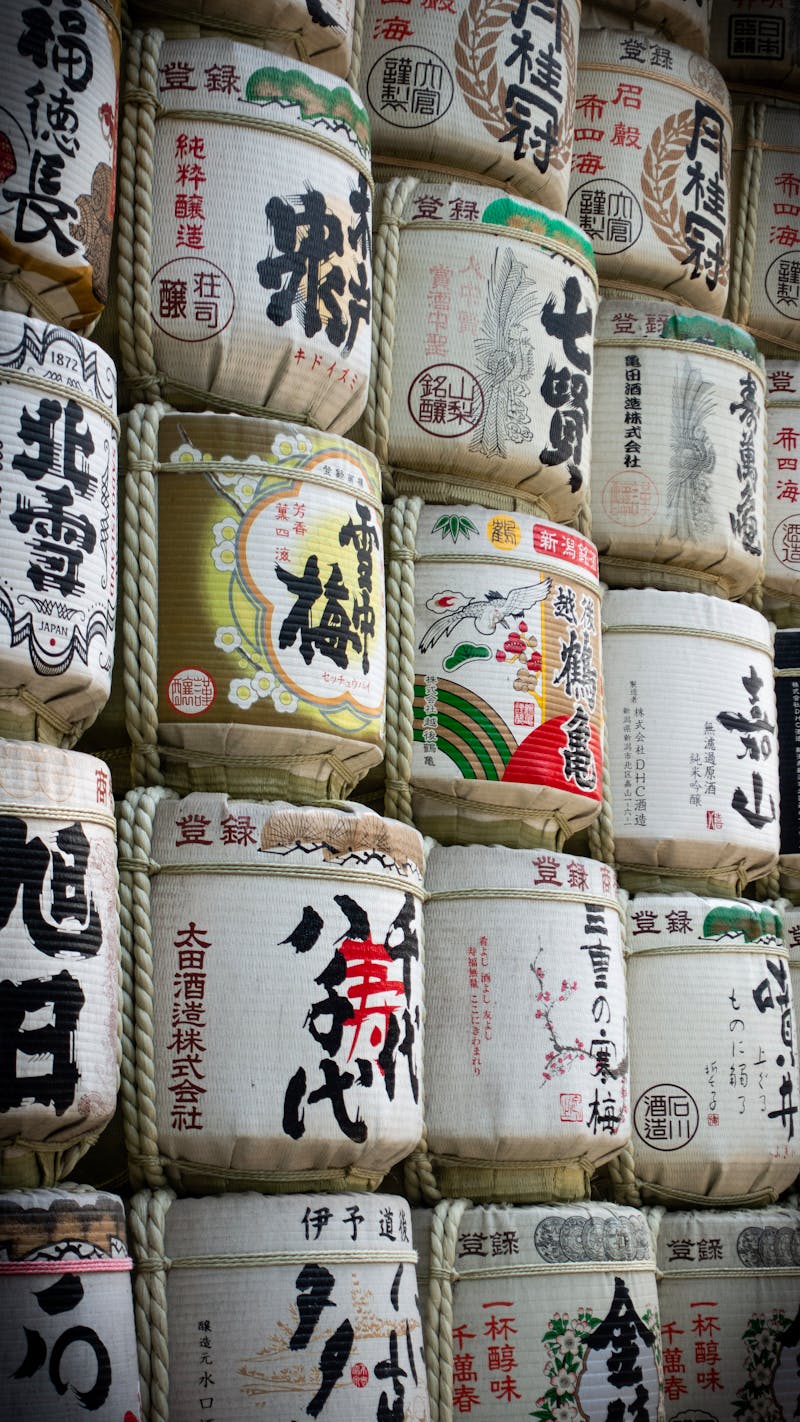 Sake barrels at Meiji Jingu shrine – products of koji fermentation