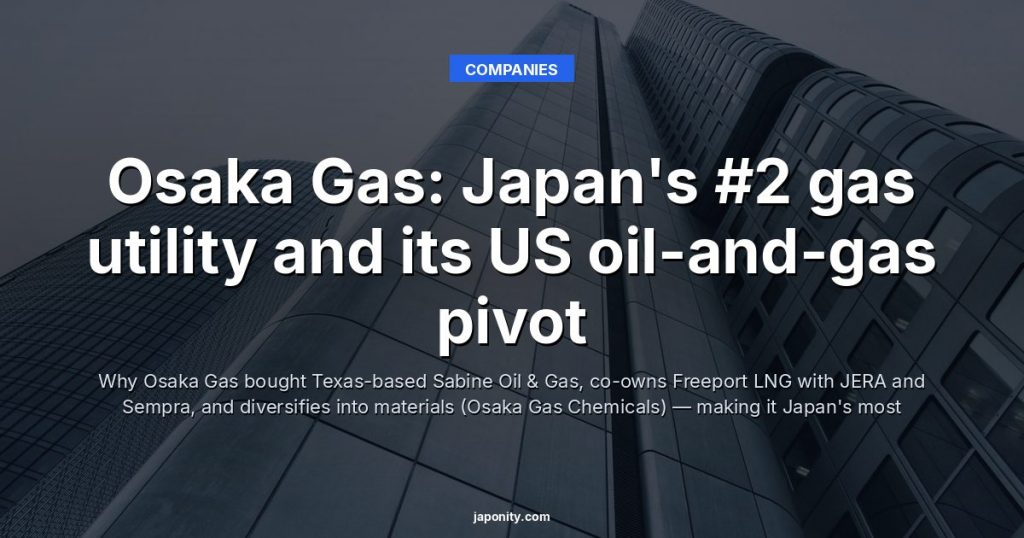 Osaka Gas: Japan's #2 gas utility and its US oil-and-gas pivot